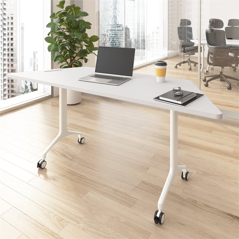 Synergy 72-inch Trapezoid Modular Conference Table in White - Engineered Wood
