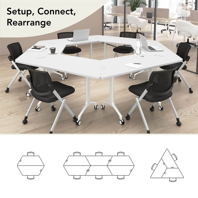 Synergy 72-inch Trapezoid Modular Conference Table in White - Engineered Wood