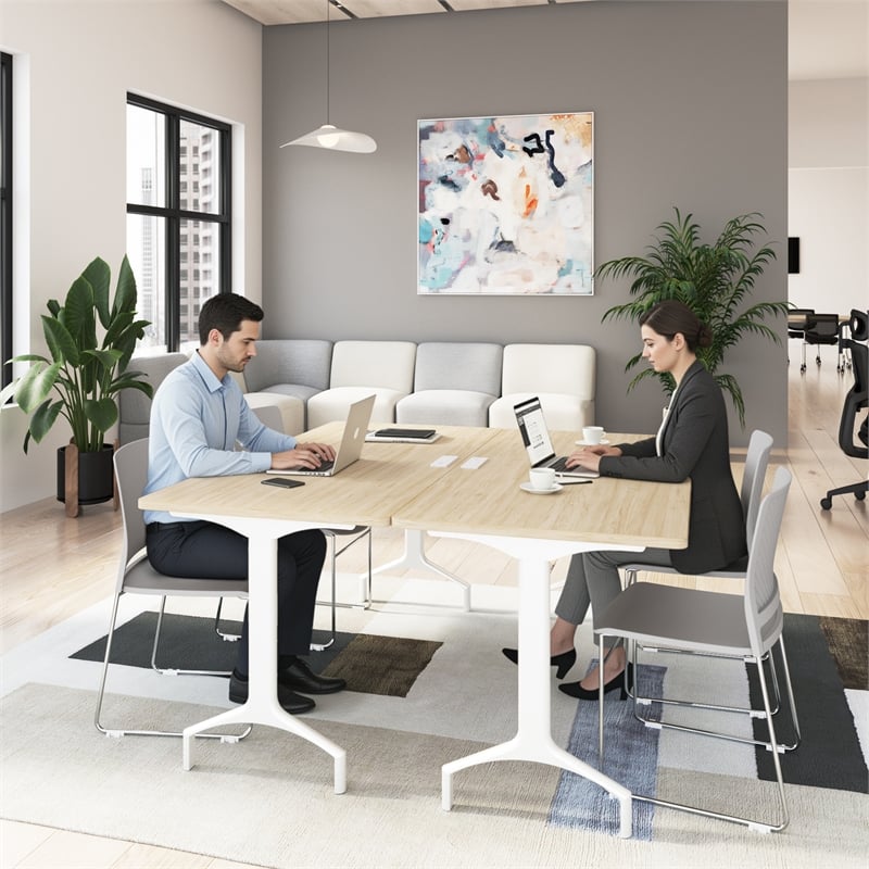 Synergy 60-inch Rectangle Modular Conference Table in Elm - Engineered Wood
