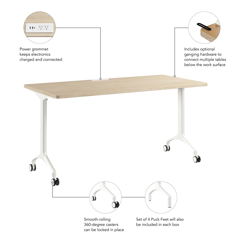 Synergy 60-inch Rectangle Modular Conference Table in Elm - Engineered Wood