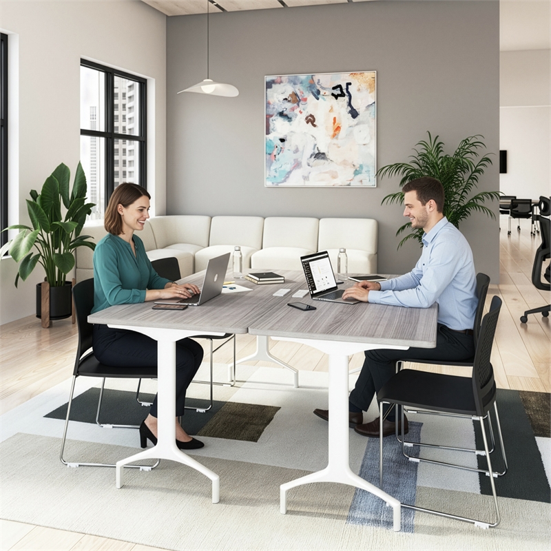 Synergy 60-inch Rectangle Modular Conference Table in Gray - Engineered Wood