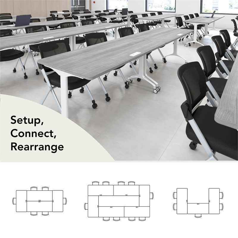 Synergy 60-inch Rectangle Modular Conference Table in Gray - Engineered Wood