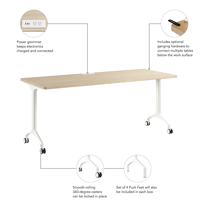 Synergy 72-inch Rectangle Modular Conference Table in Elm - Engineered Wood