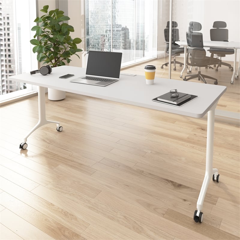 Synergy 72-inch Rectangle Modular Conference Table in White - Engineered Wood