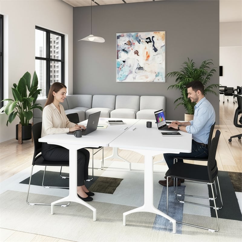 Synergy 72-inch Rectangle Modular Conference Table in White - Engineered Wood