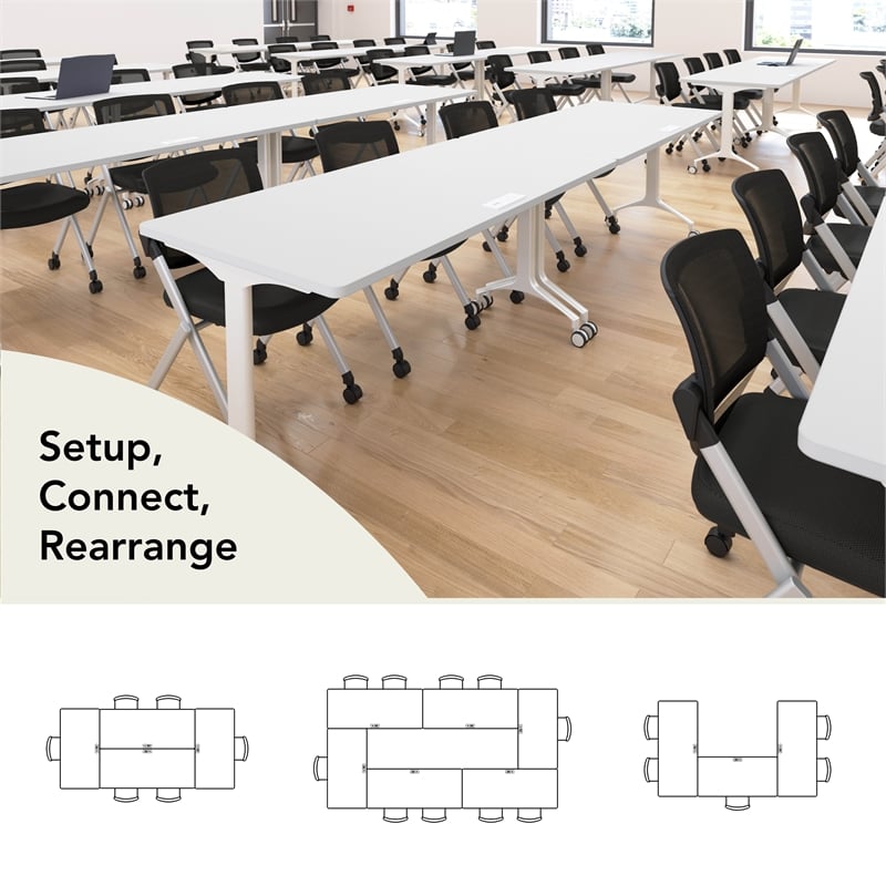Synergy 72-inch Rectangle Modular Conference Table in White - Engineered Wood