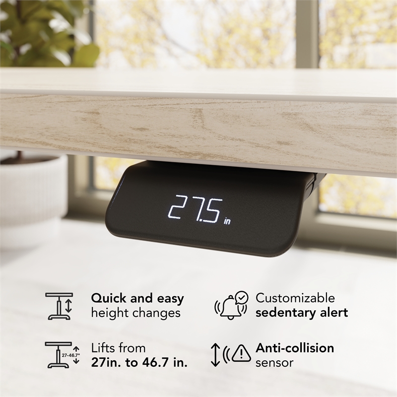 Stratus 60W X 30D Adjustable Standing Desk in Natural Elm Engineered Wood