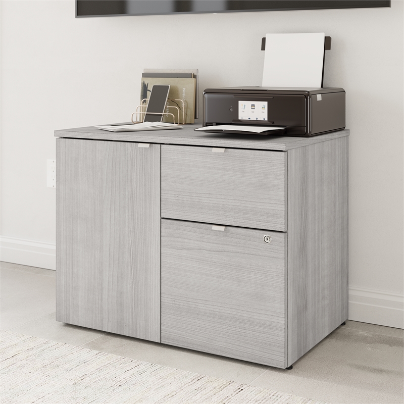 Stratus 30W Storage Cabinet with Drawers in Platinum Gray - Engineered Wood
