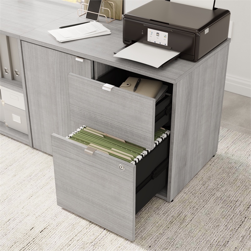 Stratus 30W Storage Cabinet with Drawers in Platinum Gray - Engineered Wood