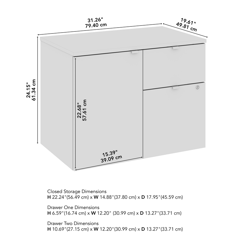 Stratus 30W Storage Cabinet with Drawers in Platinum Gray - Engineered Wood