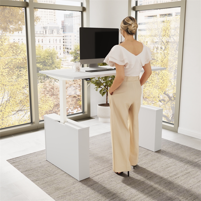 Stratus 60W x 30D Adjustable Standing Desk in White - Engineered Wood