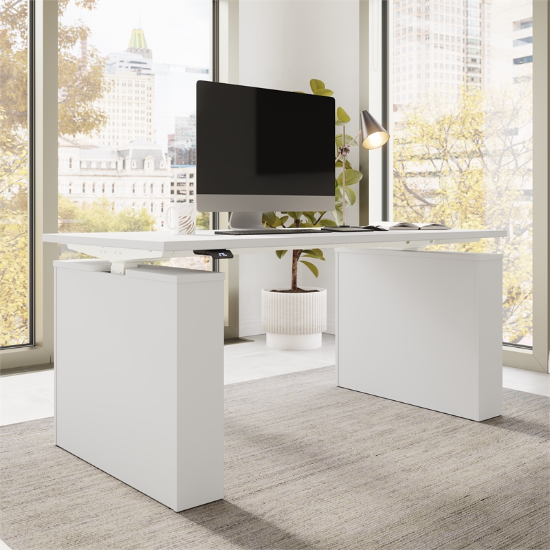 Stratus 60W x 30D Adjustable Standing Desk in White - Engineered Wood