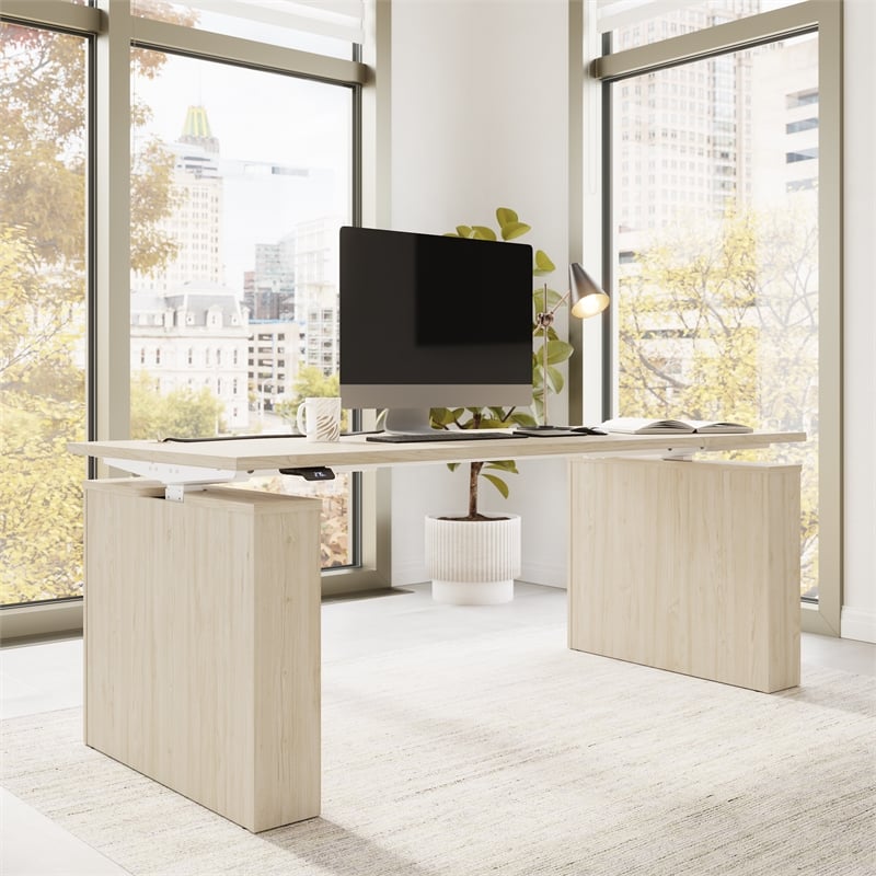 Stratus 72W x 30D Adjustable Standing Desk in Natural Elm - Engineered Wood