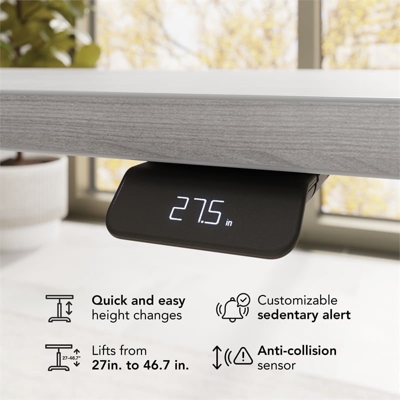 Stratus 72W x 30D Adjustable Standing Desk in Platinum Gray - Engineered Wood