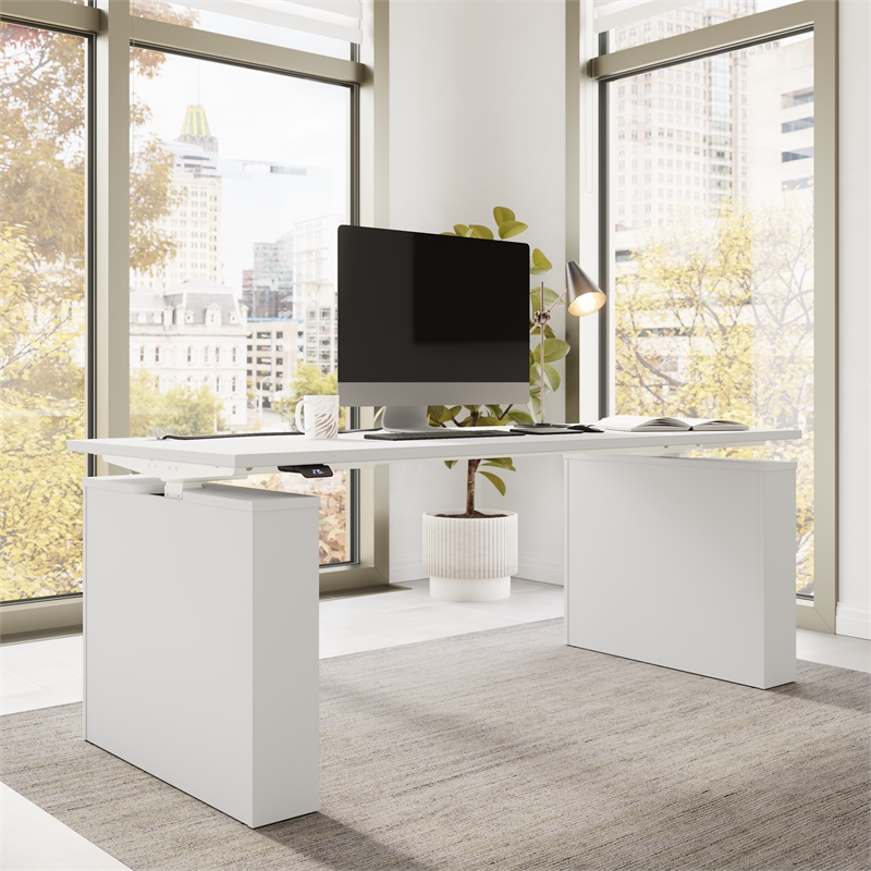 Stratus 72W x 30D Adjustable Standing Desk in White - Engineered Wood