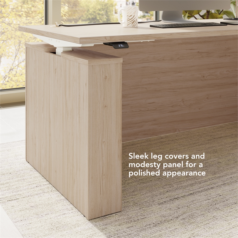Stratus 60W Standing Desk with Modesty Panel in Natural Elm - Engineered Wood