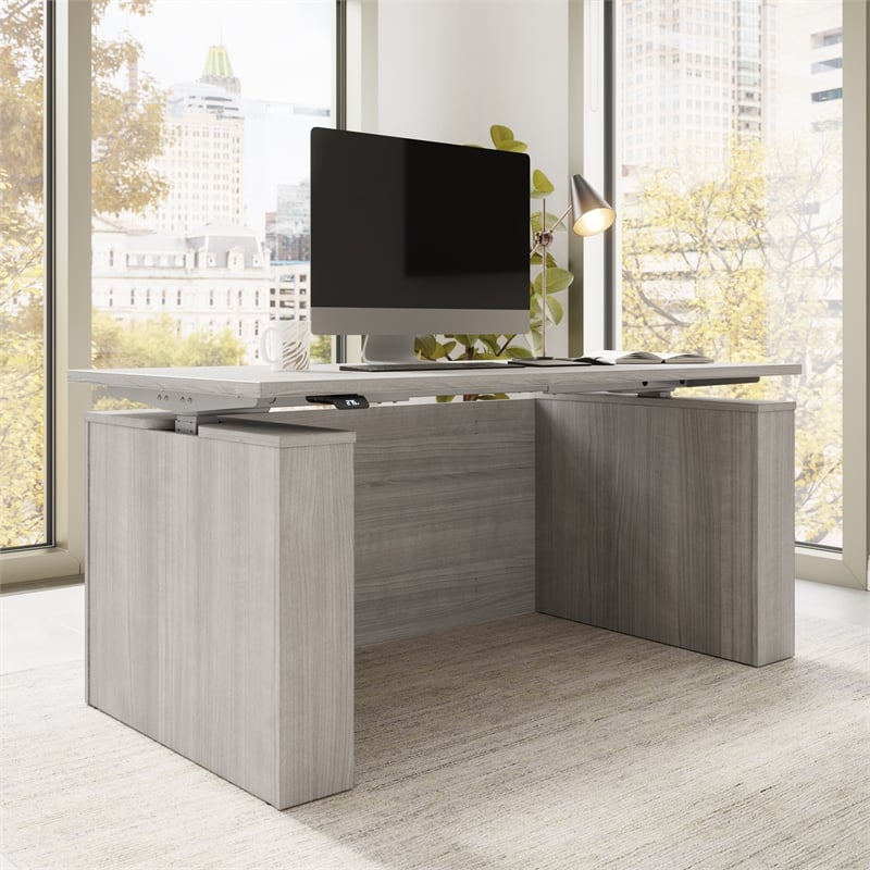 Stratus 60W Standing Desk with Modesty Panel in Platinum Gray - Engineered Wood
