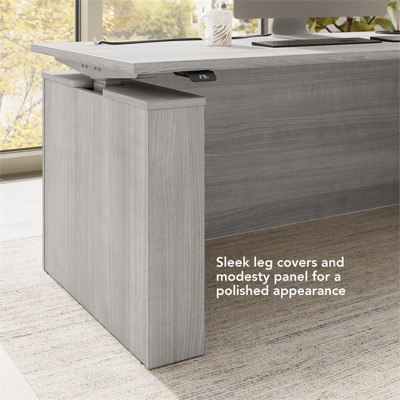 Stratus 72W Standing Desk with Modesty Panel in Platinum Gray - Engineered Wood