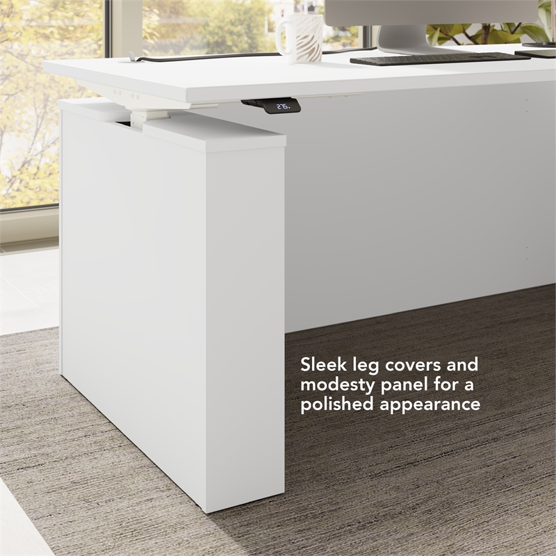 Stratus 72W Standing Desk with Modesty Panel in White - Engineered Wood