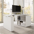 Stratus 60W x 30D Standing Desk with Bookcase in White - Engineered Wood