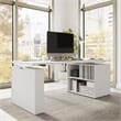 Stratus 72W x 30D Standing Desk with Bookcase in White - Engineered Wood