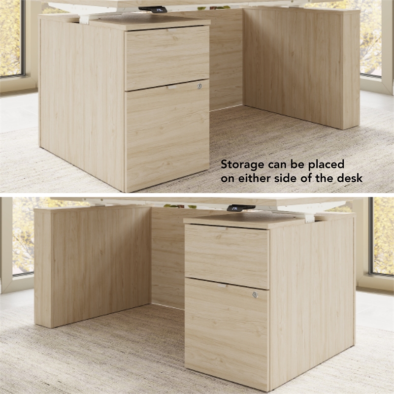 Stratus 60W Standing Desk with File Cabinet in Natural Elm - Engineered Wood