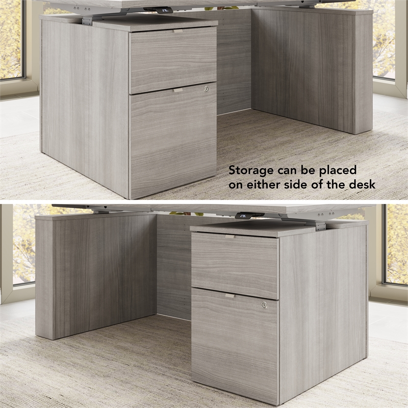 Stratus 60W Standing Desk with File Cabinet in Platinum Gray - Engineered Wood