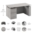 Stratus 60W Standing Desk with File Cabinet in Platinum Gray - Engineered Wood