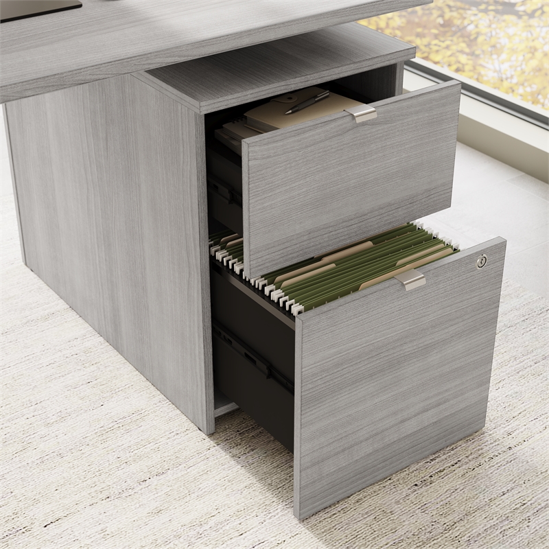 Stratus 72W Standing Desk with File Cabinet in Platinum Gray - Engineered Wood