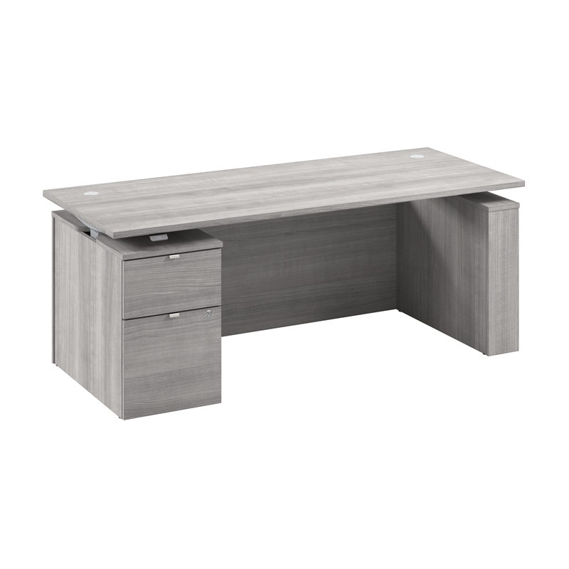 Stratus 72W Standing Desk with File Cabinet in Platinum Gray - Engineered Wood