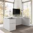 Stratus 72W Standing Desk with File Cabinet in White - Engineered Wood
