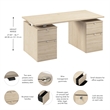 Stratus 60W Standing Desk with Drawers in Natural Elm - Engineered Wood