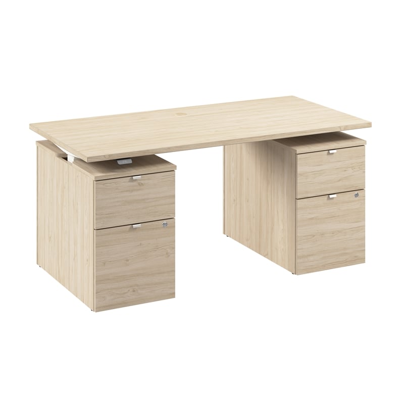 Stratus 60W Standing Desk with Drawers in Natural Elm - Engineered Wood