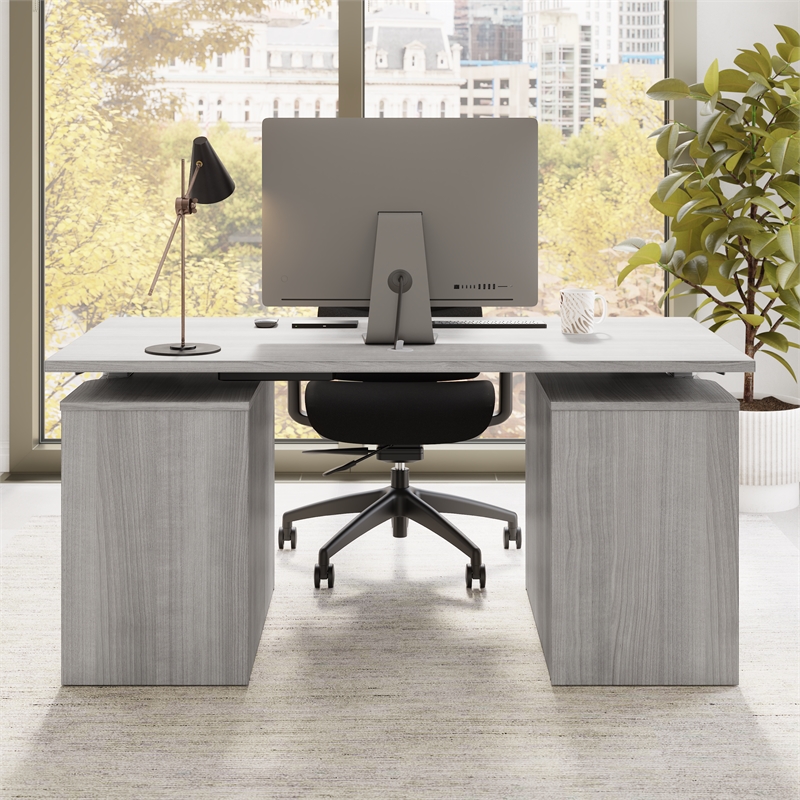 Stratus 60W Standing Desk with Drawers in Platinum Gray - Engineered Wood