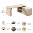 Stratus 72W x 30D Standing Desk with Storage in Natural Elm - Engineered Wood