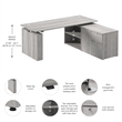 Stratus 72W x 30D Standing Desk with Storage in Platinum Gray - Engineered Wood