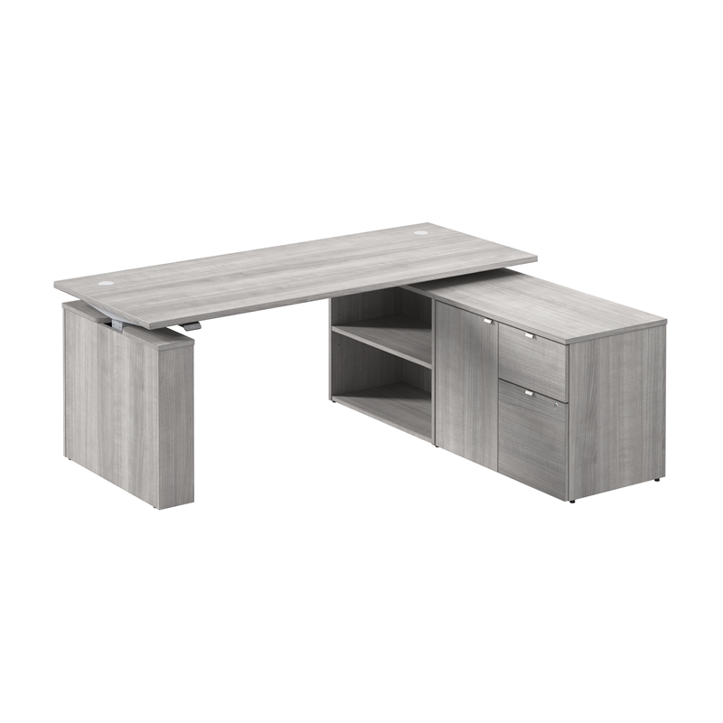 Stratus 72W x 30D Standing Desk with Storage in Platinum Gray - Engineered Wood