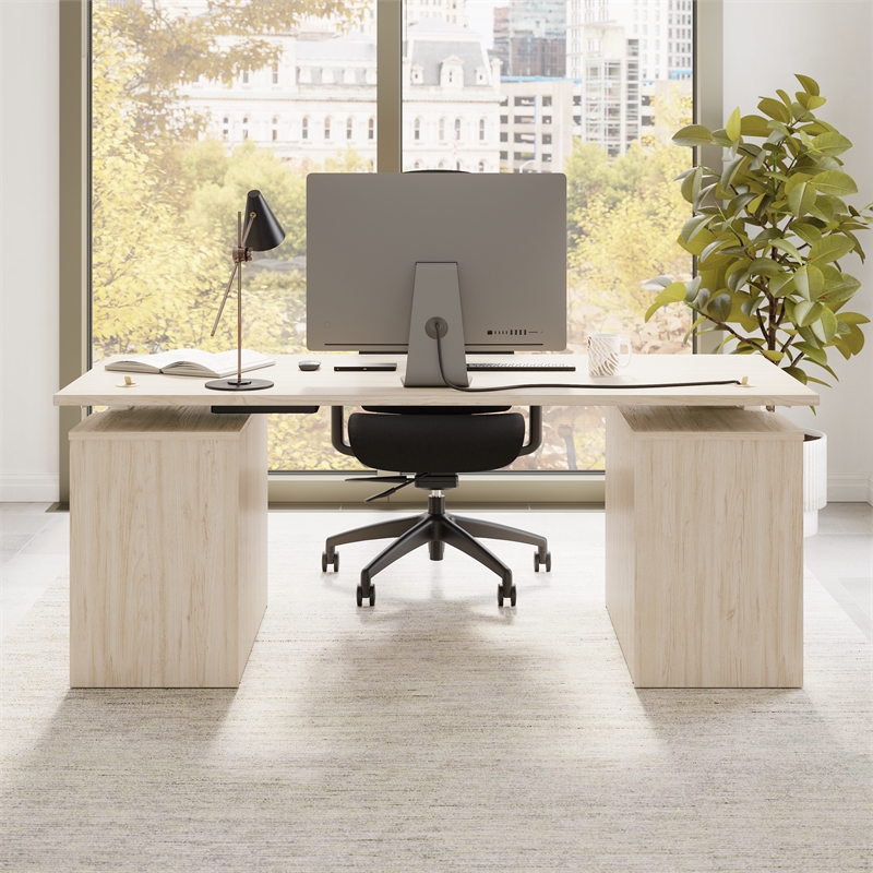 Stratus 72W Standing Desk with Drawers in Natural Elm - Engineered Wood