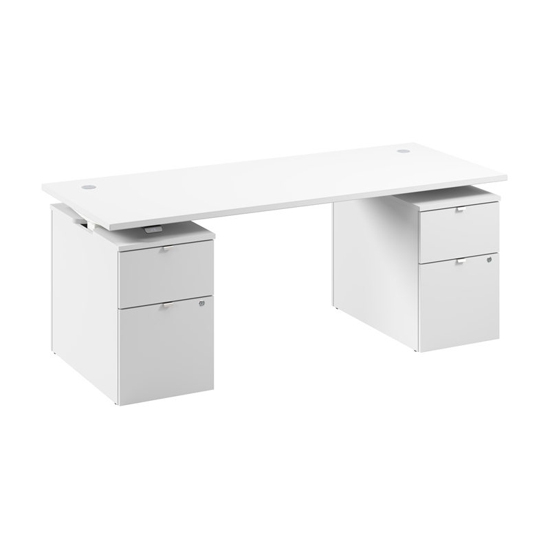 Stratus 72W Standing Desk with Drawers in White - Engineered Wood