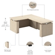 Stratus 60W x 78D L Shaped Standing Desk in Natural Elm - Engineered Wood