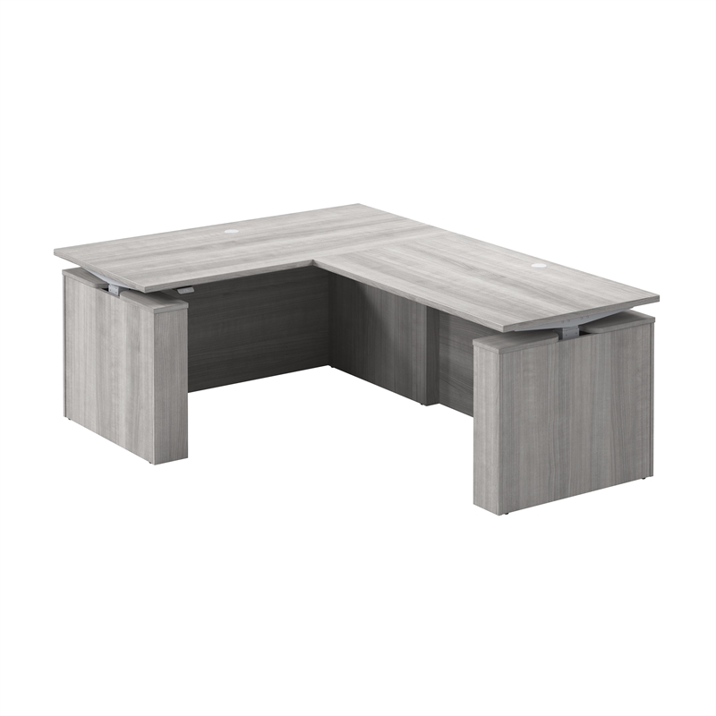 Stratus 60W x 78D L Shaped Standing Desk in Platinum Gray - Engineered Wood