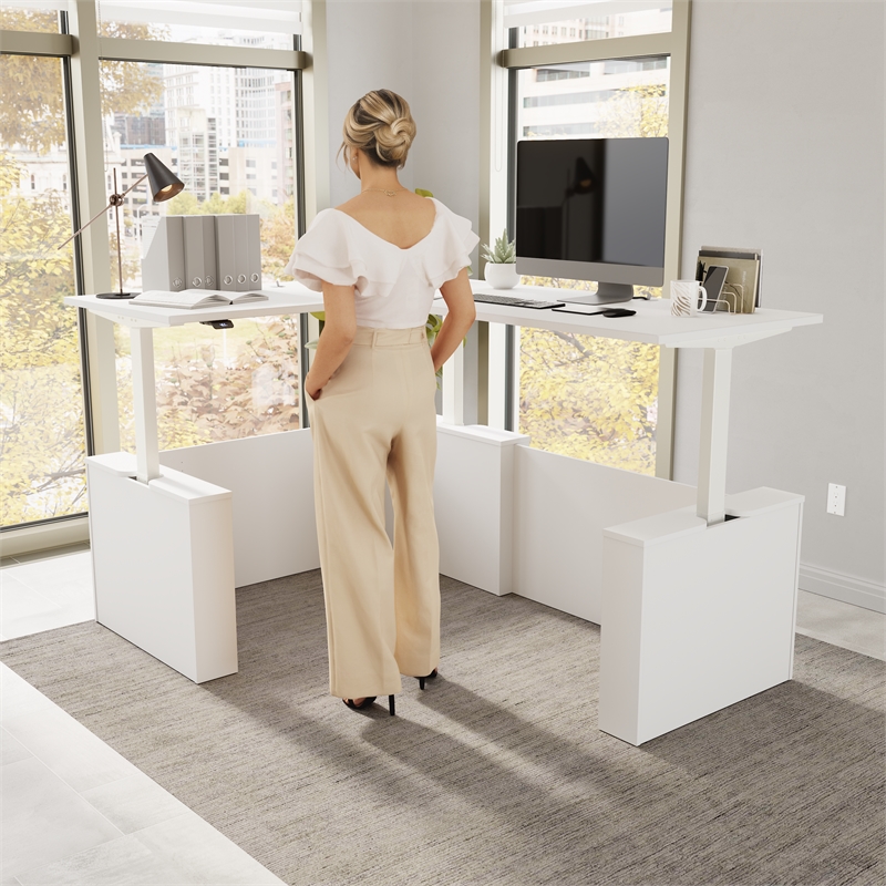 Stratus 60W x 78D L Shaped Standing Desk White - Engineered Wood