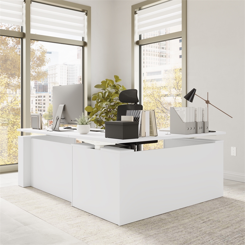Stratus 60W x 78D L Shaped Standing Desk White - Engineered Wood