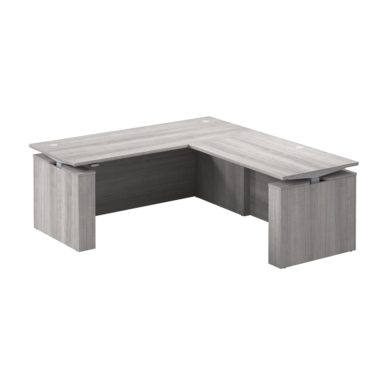 Stratus 72W x 78D L Shaped Standing Desk in Platinum Gray - Engineered Wood