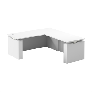 Stratus 72W x 78D L Shaped Standing Desk in White - Engineered Wood