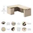 Stratus 60W Standing L Desk with File Cabinet in Natural Elm - Engineered Wood