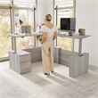 Stratus 72W Standing L Desk with File Cabinet in Platinum Gray - Engineered Wood