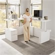 Stratus 72W Standing L Desk with File Cabinet in White - Engineered Wood
