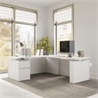 Stratus 72W Standing L Desk with File Cabinet in White - Engineered Wood