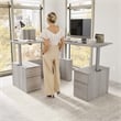 Stratus 60W Standing L Desk with Drawers in Platinum Gray - Engineered Wood
